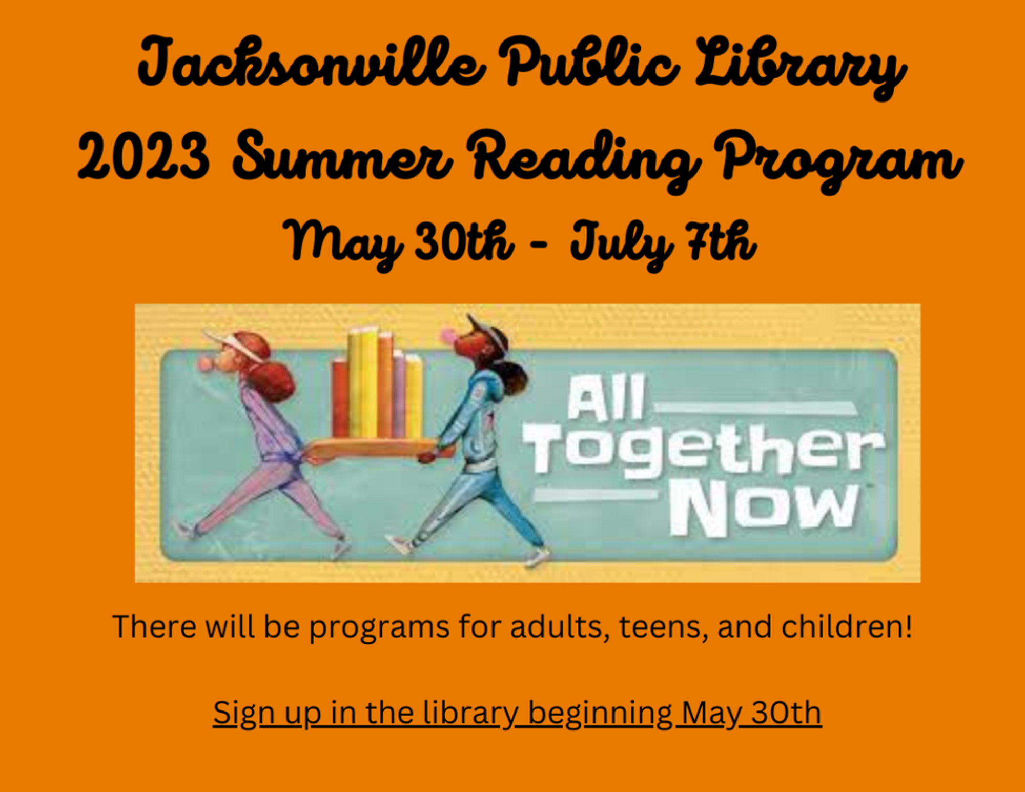 It's that time of year again! SRP 2023 is almost here! We will have programs for children, teens, and adults. Register in the library beginning May 30th.